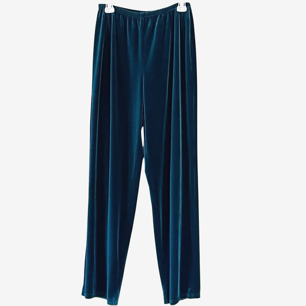 DOUBLE D RANCH Women's Size Medium Teal Soft Velvet Pull-On Elastic Waist Pants